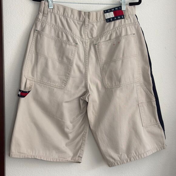 “Vintage Y2K Tommy Hilfiger Shorts Mens 33 Cargo 90s y2k Beige Baggy Loose Fit - Picture 2 of 11